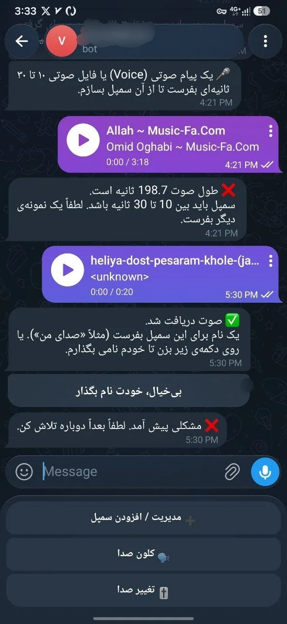 Voice cloning Telegram bot, an AI project by Sohaib Basharat
